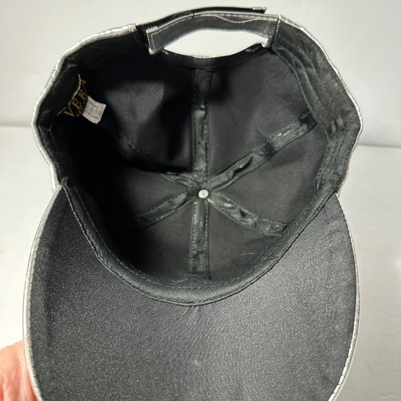 Vera New York Silver Hook & Loops Hat Cap Red & Black Rhinestone Stripes - Picture 8 of 10